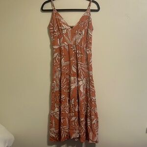 Floral Print Dress in Rust and White